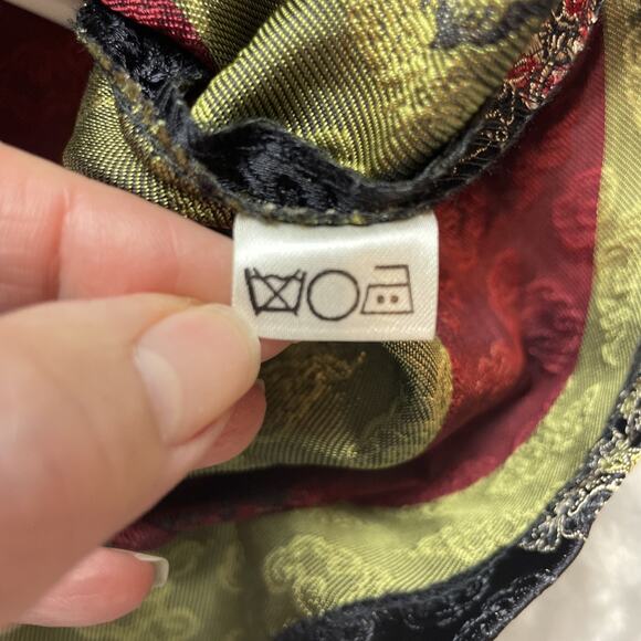 Vintage Peony Brand Cheongsam Top Blouse Size 36 Black Jacquard Brocade Chinese - Picture 4 of 11